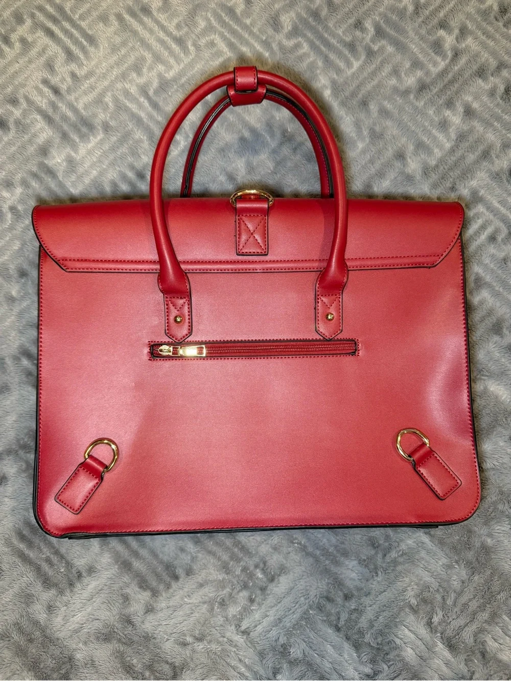 Red Structured Bow Accent Satchel Work/School Bag